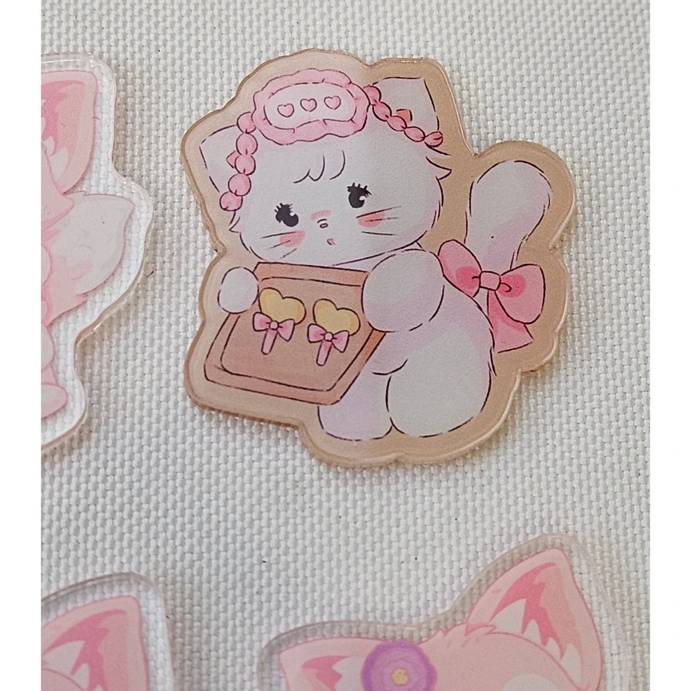 19pc Kawaii Acrylic Flatback Cabochons Cat Fox School Holiday DIY Craft Charms‎